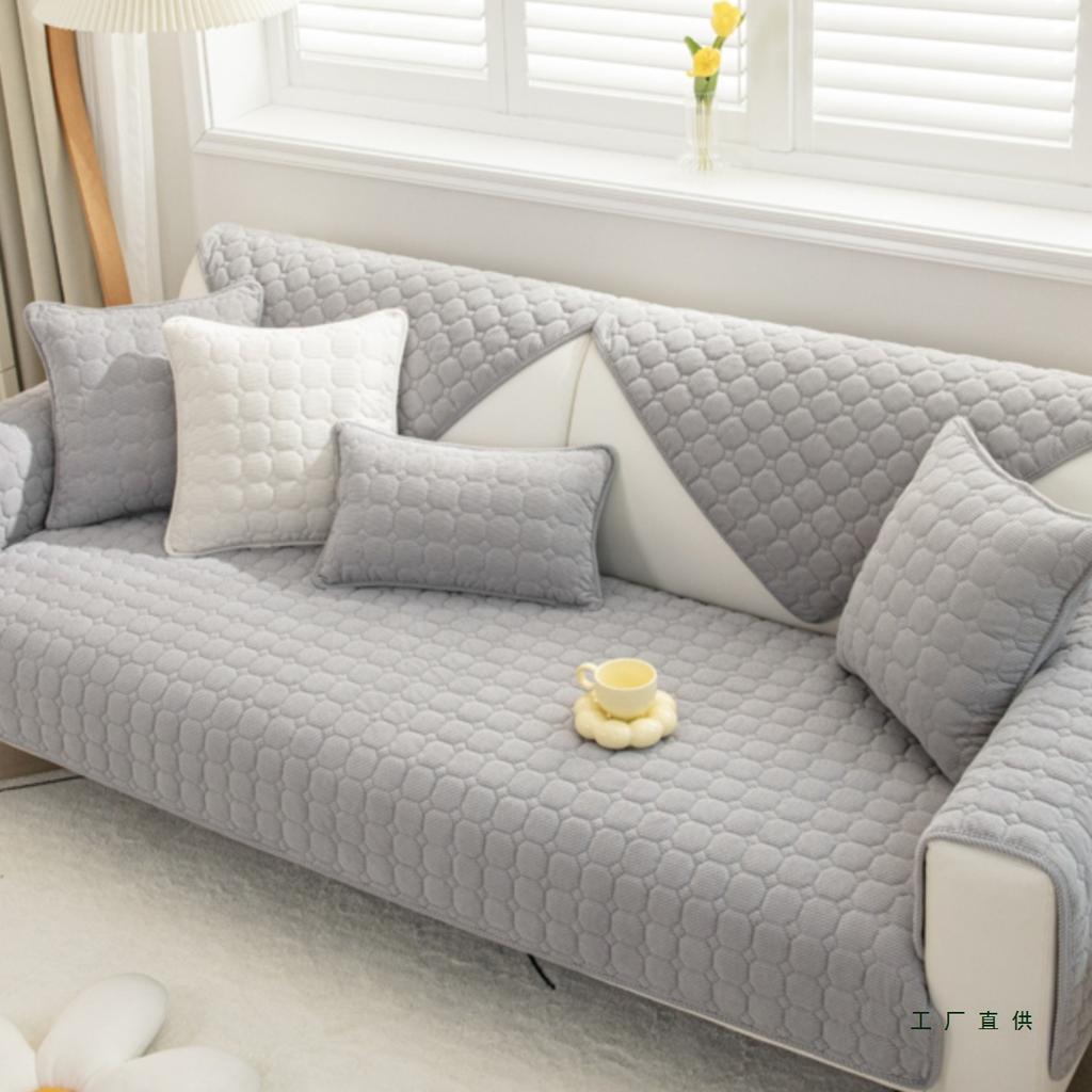 Plaid Plush Velvet Sofa Cover Universal Non-Slip Thickened Living Room Sofa Cover Warm Flannel Sofa Cushion Armrest Towel