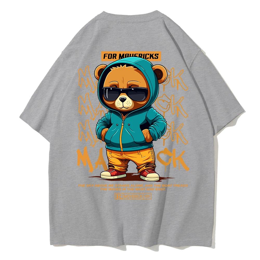 Bear Print Graphic T-shirt for Unisex and Women Loose Cotton Shirt Breathable Comfortable Casual Oversized T-shirt Streetwear