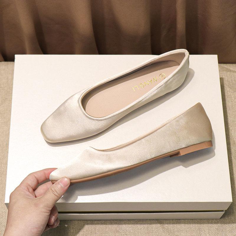 

Туфли женские на низком каблуке, элегантные, офисные, без застежек, с квадратным носком, женские туфли на плоской подошве, летние шикарные новинки 2024 года, высокое качество, мода 34