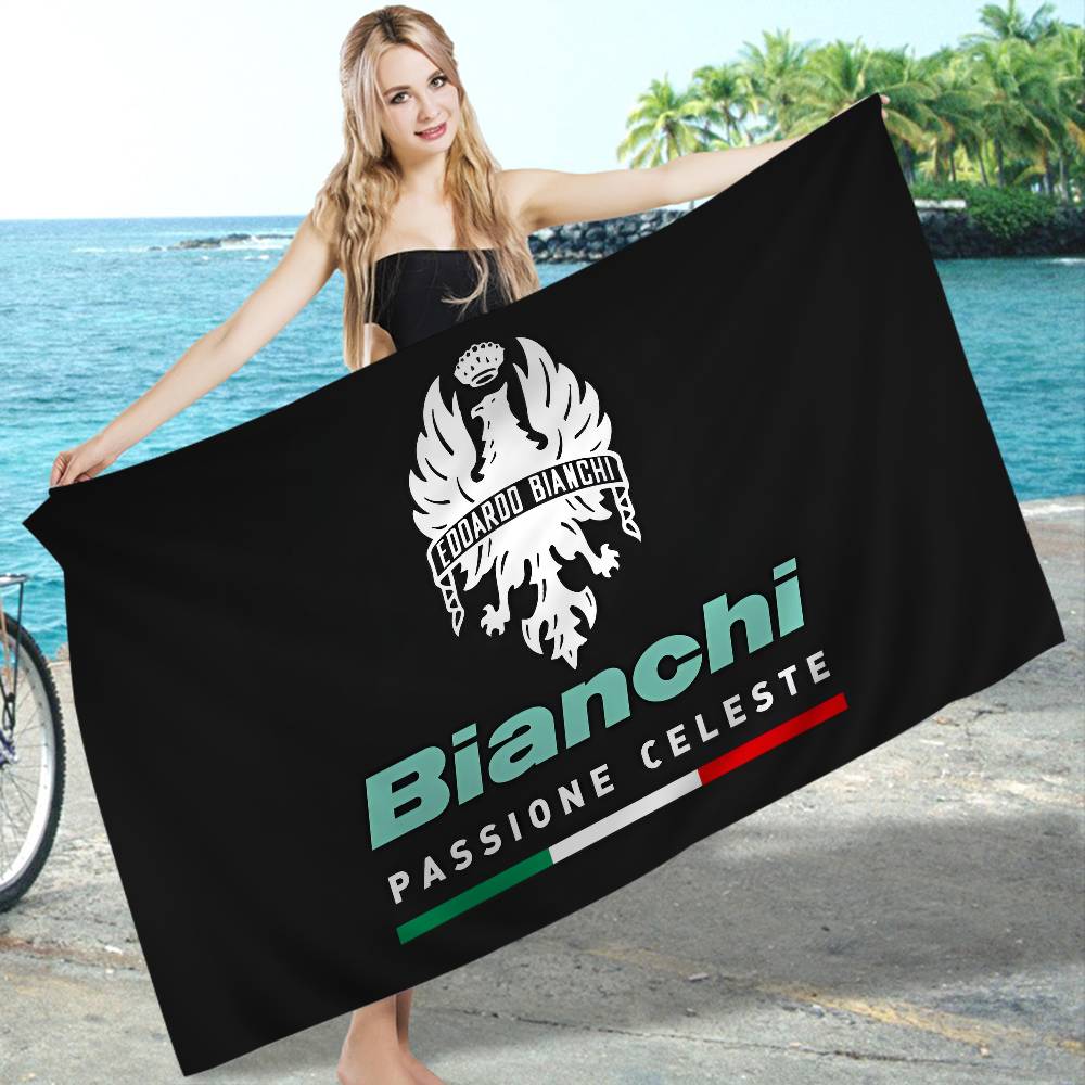 Marca B-Bianchi Logo Bicicletta Coperta in Microfibra Asciugatura Rapida Teli da Spiaggia Stampa Sovradimensionata Super Assorbente Coperta Asciugamano per Piscina