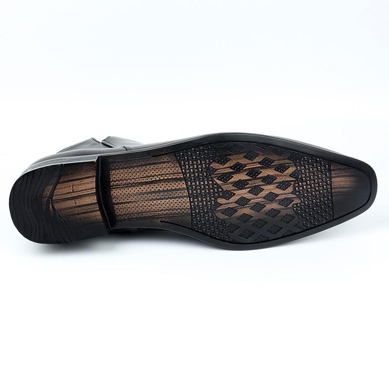 Men High Top Chelsea Boots British Style Business Leather Boots Casual Ankle Bootie Classic Business Dress Boots for Men