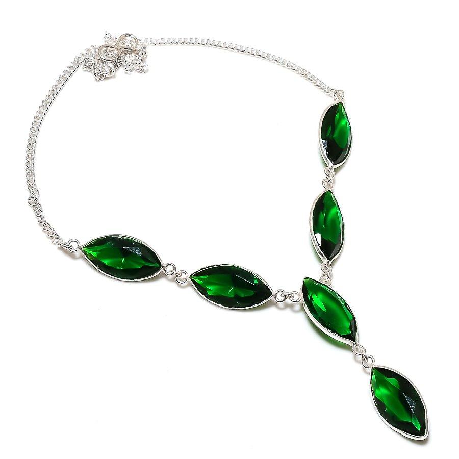 

Natural Chrome Diopside Gemstone 925 Sterling Silver Jewelry Necklace 18 H7S05