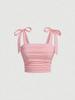Crop Top Phumee  Sleeveless Tie Shoulder Pink Backless A2059