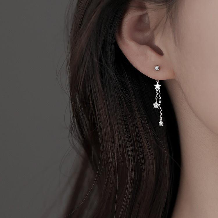 2023 Trendy Women's Star Tassel Stud Earrings in 925 Sterling Silver