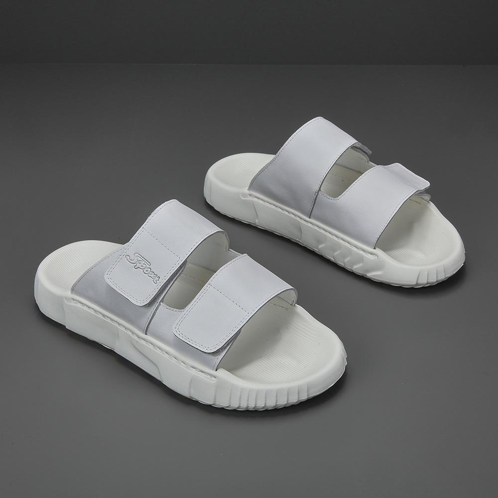 FashionFashion Casual First Layer Cowhide Slippers for Men Summer New Designer Dermis Flip Flops Male Black White Slipper Shoes Man