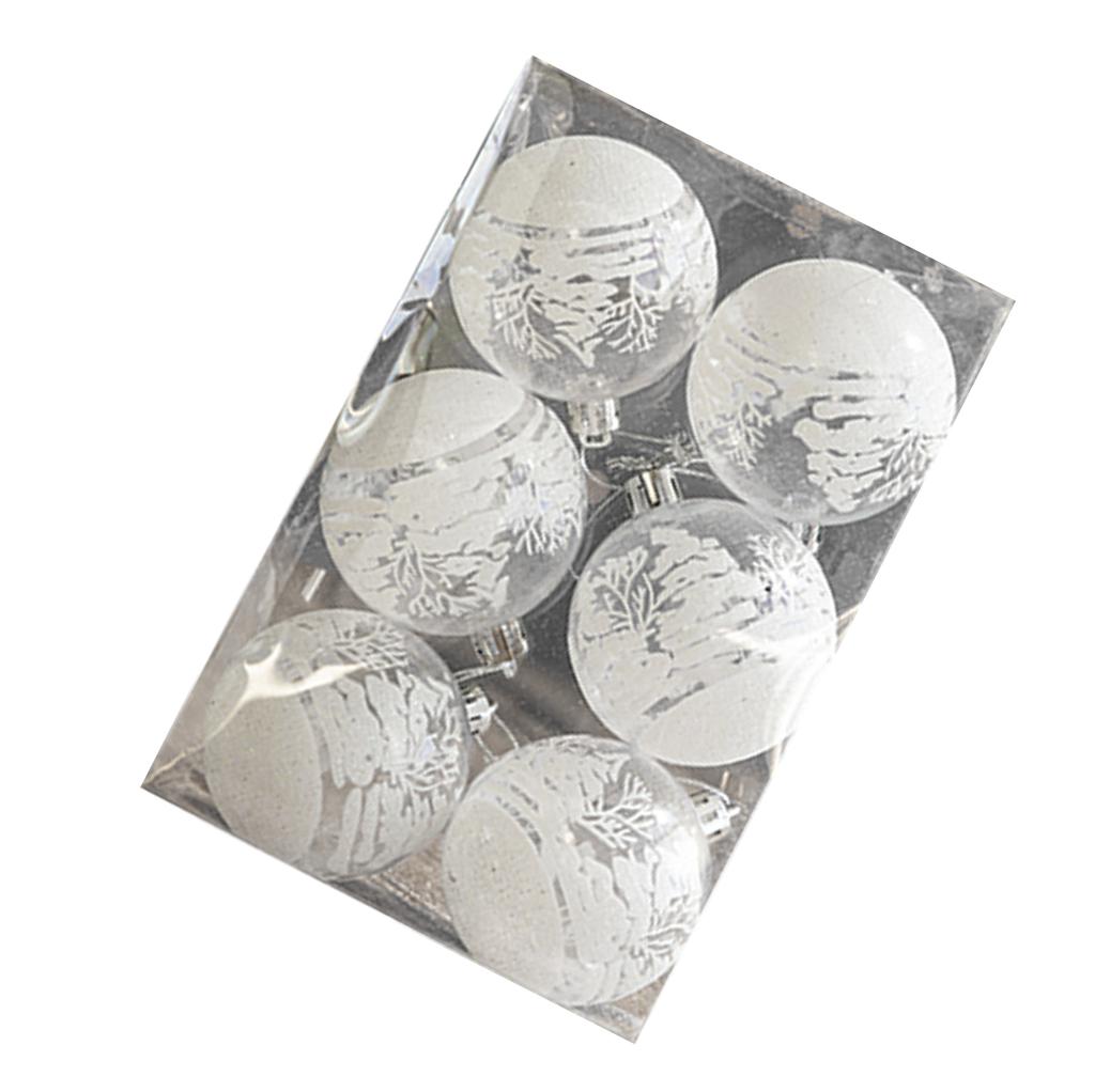 6 Pcs Xmas Ball Ornaments Set Snow Scene Shatterproof Transparent Acrylic Clear Xmas Balls Hanging