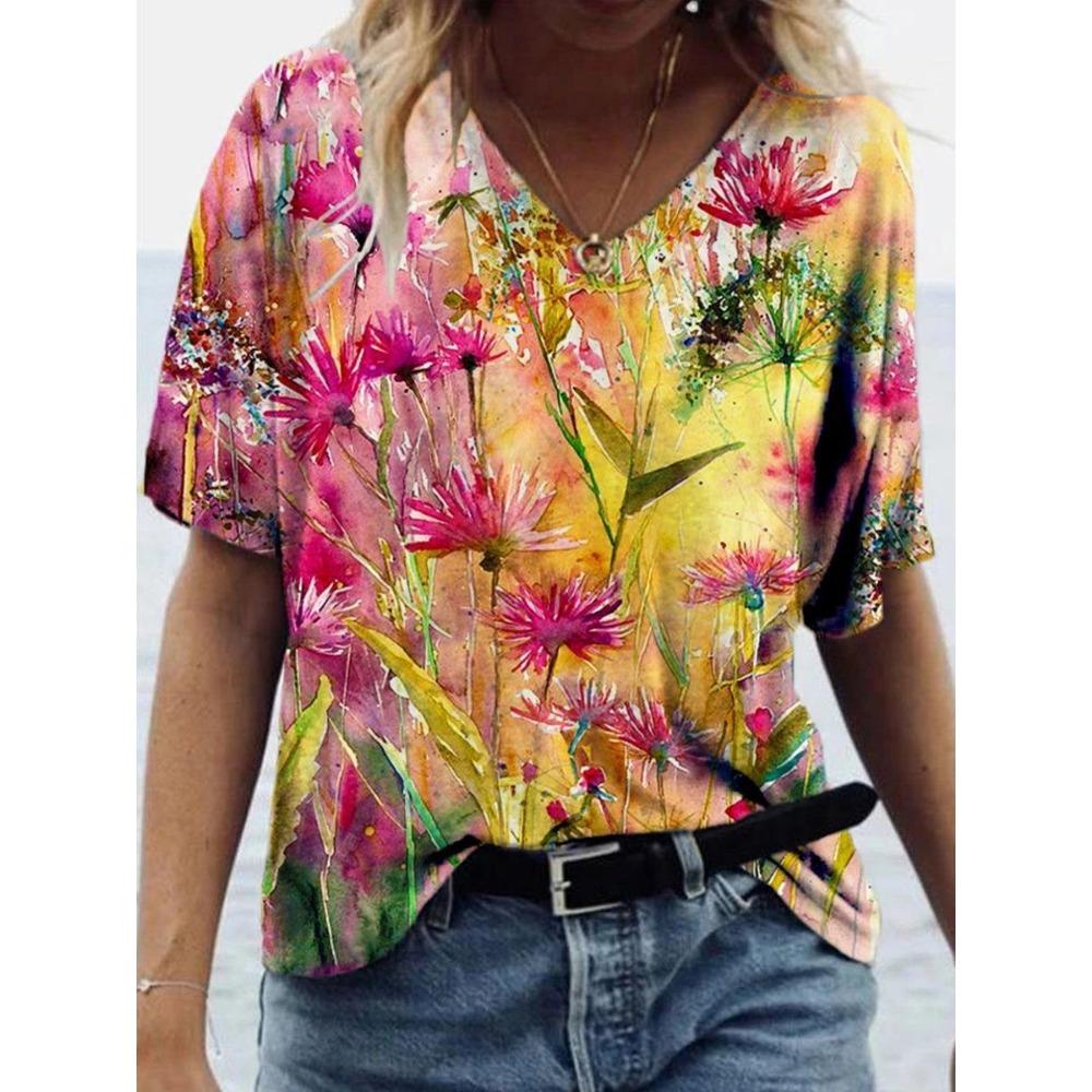 Summer Cat Butterfly 3D Printed Women's T-shirt Retro Street Wear T-shirt