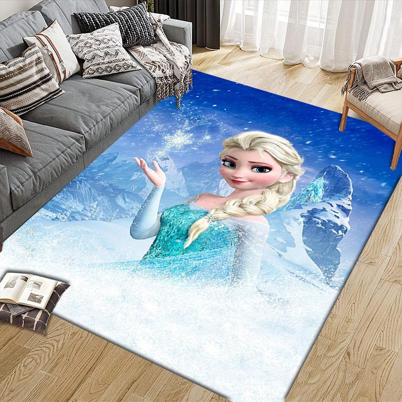Elsa Queen cartoon pattern rug, Frozen theme, suitable for home, bedroom, bedside rug, and bathroom mat.