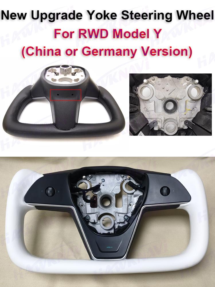 

Hawknavi 377MM New Yoke Steering Wheel для Tesla Model Y/3 2025-2017 Heat Leather Steering Wheel для Tesla Model 3 Y Accessories