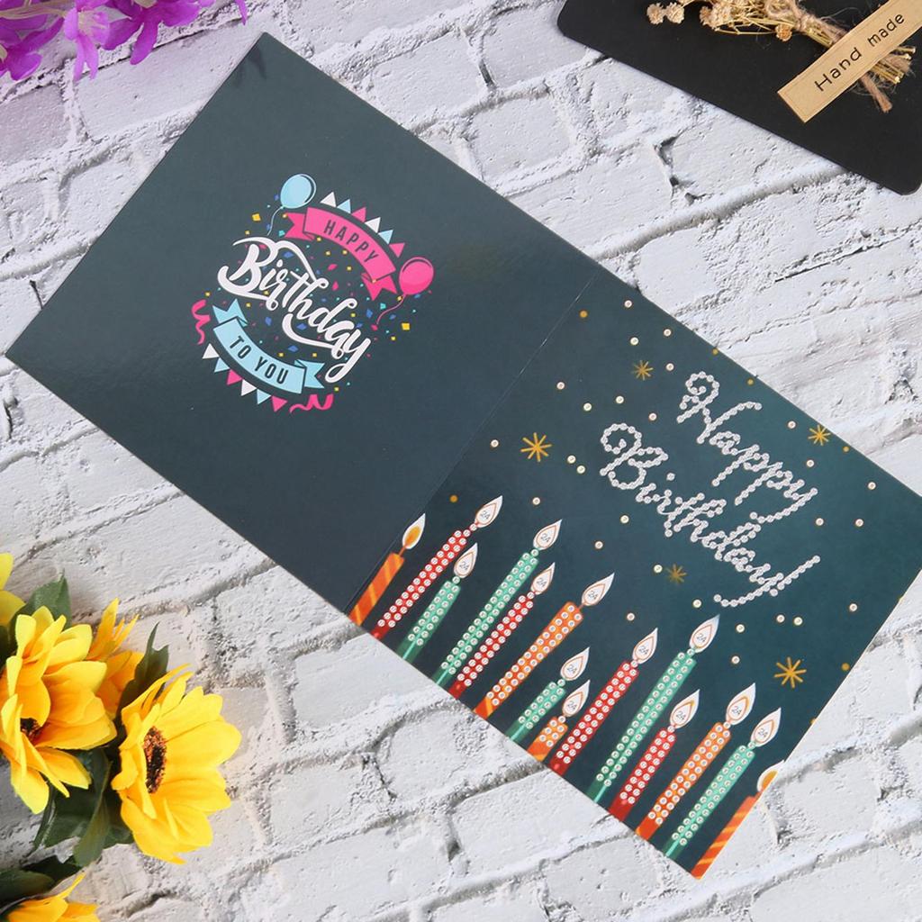 12pcs Handmade Greeting Cards DIY Special Shaped Diamond Painting Cross Stitch Cartoon Birthday Cards Crafts Gifts