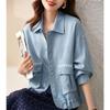 Korean Style Short Jacket for Women, Loose-fitting Workwear Jacket with Drop-shoulder Sleeves and Long Sleeves