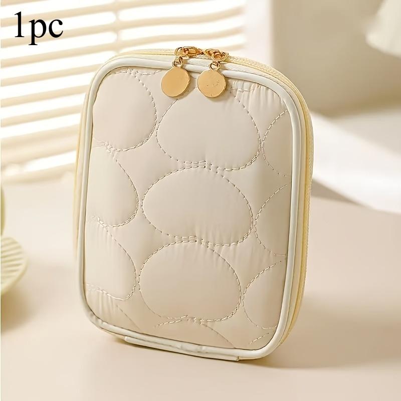 Portable Travel Makeup Bag Polyester Cosmetic Organizer with Multiple Pockets for Lipstick Foundation Brushes Toiletry Storage