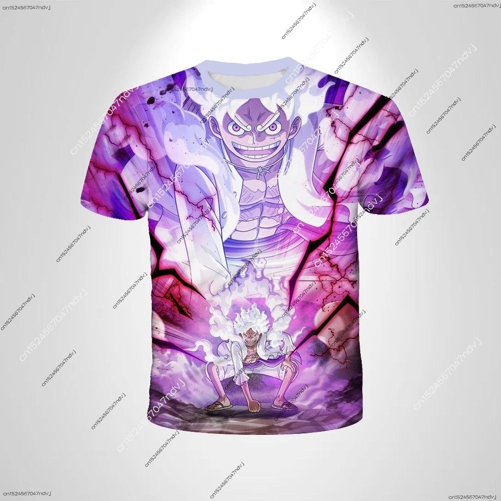 2025 New Adult Men/Women One Piece Fifth Gear Luffy 3D Printed Tshirt Anime Expo Theme Clothing Kids Summer Cartoon Short Sleeve M