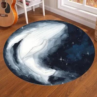 Galaxy Earth Moon Round Carpet Home Decoration Living Room Bedroom Floor Anti-Slip Mat Bathroom Kitchen Absorbent Floor Mat