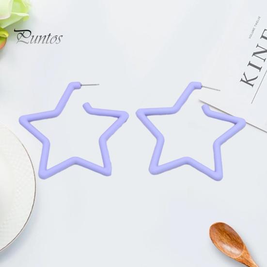 1 para przesadne, puste w kształcie gwiazdy kolczyki do uszu akrylowe kolczyki w cukierkowym kolorze modna biżuteria akcesoria prezent