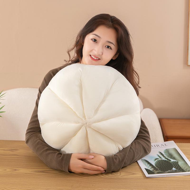 Cartoon Steamed Bun Plush Pillow - Down Cotton Backrest Cushion for Office or Gift