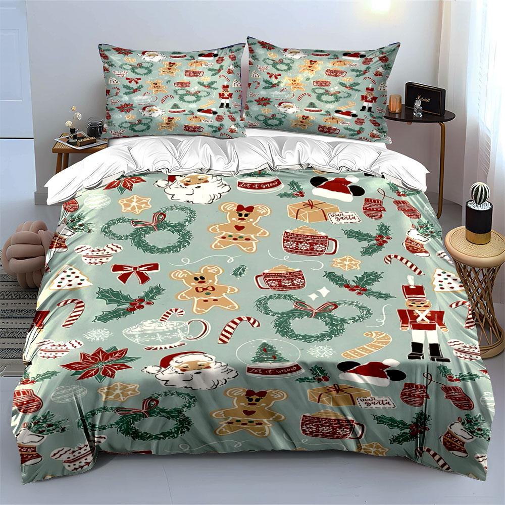 Gingerbread Figures, Holly Wreaths. Bedding Sets Duvet Cover Sets Duvet Covers Pillowcases(1 * Duvet Cover 2 * Pillowcases Without Duvet Insert)
