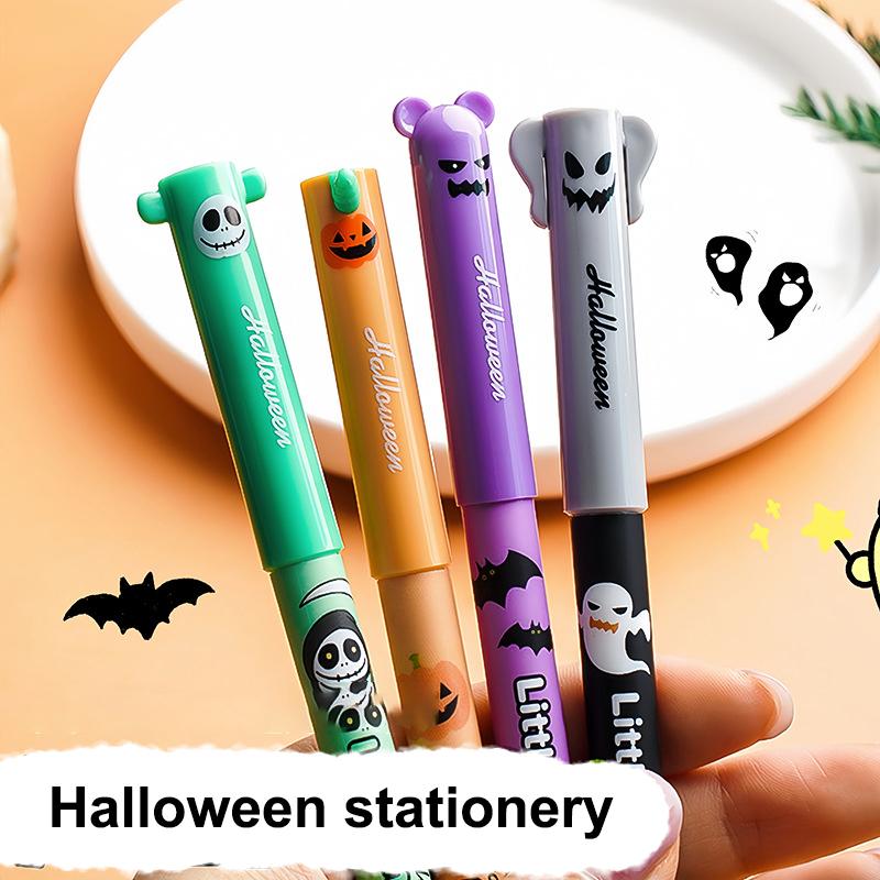 4 Pcs Cartoon Halloween Christmas Erasable Gel Pen Cute 0.5Mm Blue/Black Ink Signature Pens School Supplies Student Gifts