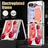 Polka Dot Cherry Print Case For Samsung Z Flip 8 7 6 5 Luxury Plating Leather Skin Folding Phone Cover For Galaxy Z Flip8 Flip7 Flip6