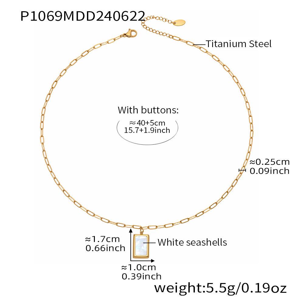 

Накладка из нержавеющей стали с покрытием 18 карат, ожерелье с квадратным кулоном из белого перламутра | Французская модная бижутерия в стиле INS