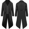2024 Men's Solid Color Medieval Swallowtail Coat - European & American Mid-length Punk Retro Overcoat