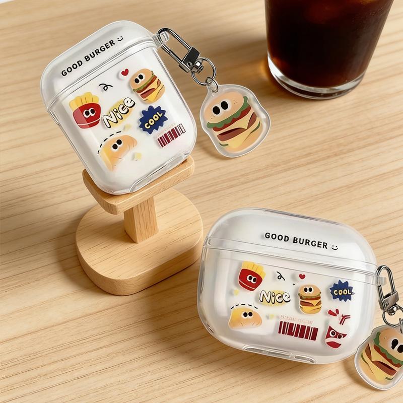 Cute Little Burger Creative AirPods Apple Earphone Case Wireless Bluetooth Protective Case Transparent Earphone Case