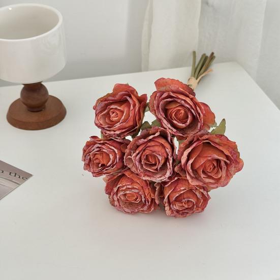 7 Bündel künstliche Rosen, Retro-Rosen mit Stielen für Tischvase, Braut-, Hochzeits- und Heimdekoration