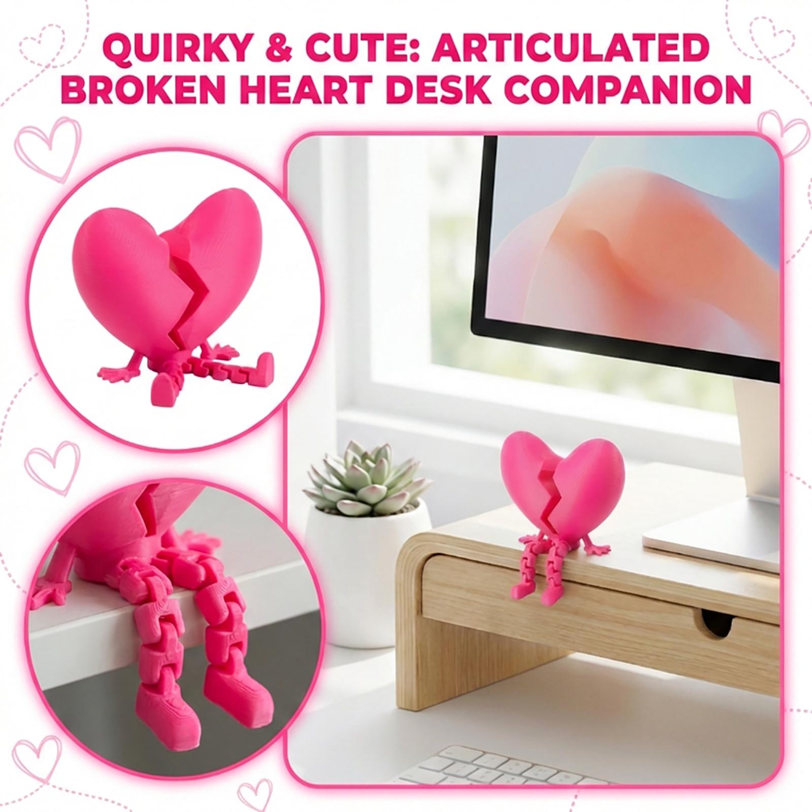 

3D Модель-фігурка розбитого серця для робочого столу, 3D-друкований креативний подарунок на День святого Валентина та декоративний предмет. One Size