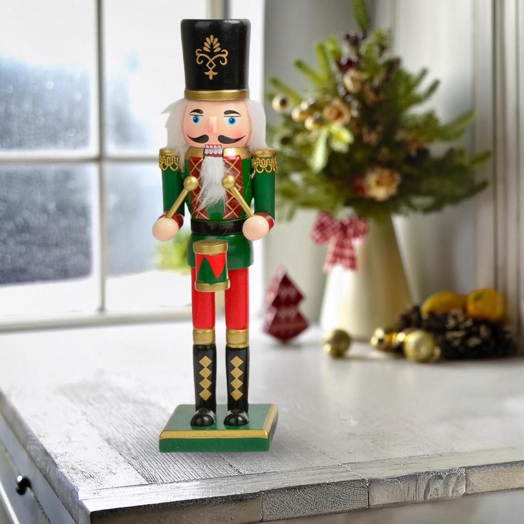 Weihnachtsnussknacker-Figur, handbemaltes Nussknacker-Ornament aus Walnussholz, geeignet für Wintertische, Tischplatten und Kamine