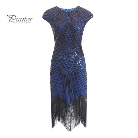 

Женское платье с пайетками, винтажное вечернее платье для выпускного вечера без рукавов с круглым вырезом и застежкой-молнией сзади с бахромой по краю, облегающее женское платье L