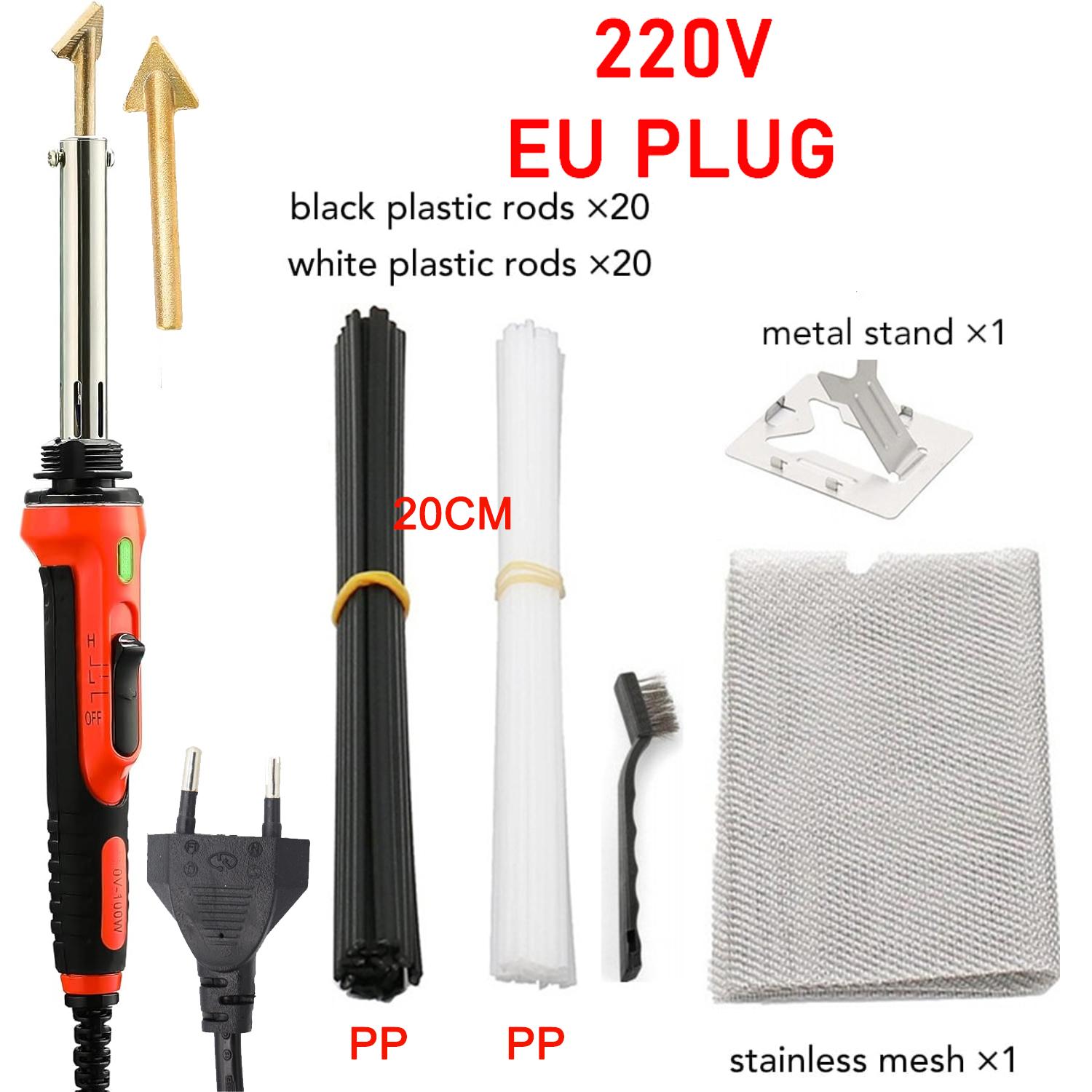 

Портативний паяльник 220 Вт 100 Вт/50 Вт Паяльна машина для пластику Інструмент для ремонту Зварювальні стрижні Паяльна сітка для ремонту бампера автомобіля червоний/чорний