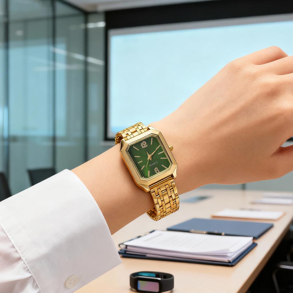 Moderne und luxuriöse rechteckige Uhr aus Legierungsmaterial, geeignet für den täglichen Gebrauch von Frauen, Weihnachtsgeschenk.