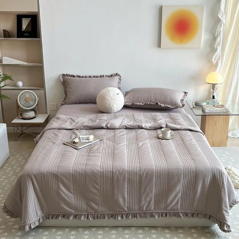 Washed yarn summer quilt four piece air conditioner quilt bed cover quilt blogger same style summer cool quilt summer thin quilt