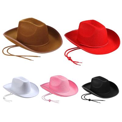 Wedding Party Western Style Felt Fedora Hat Wide Curve Brim Cowboy Jazz Hat
