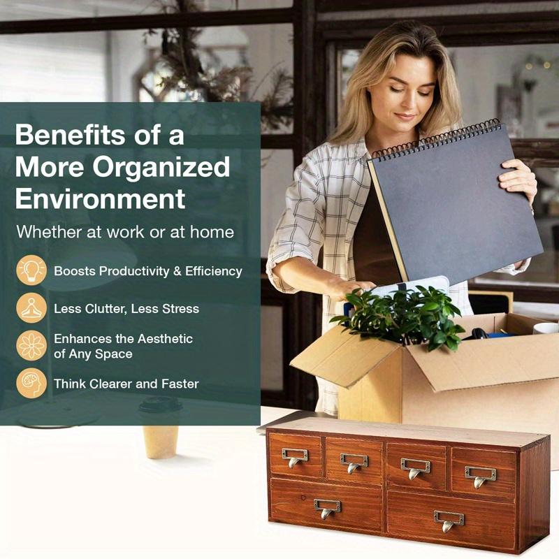 1 buc. 6 sertare Retro Lemn de birou condimente&cafea&medicamente&articole Raft sertar, Organizator dulap pentru depozitare birou&acasă&cameră de studiu.