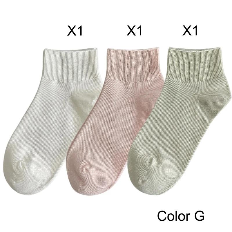 3 Pairs Women's Short Socks Candy Color Summer New Plain Cotton Socks Set Breathable Casual Comfy Soft Colorful Socks For Women