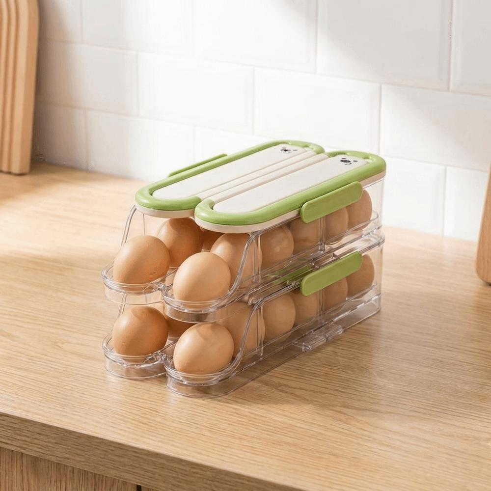 Transparent Automatic Rolling Egg Container Food Grade Refrigerator Egg Rack for Kitchen