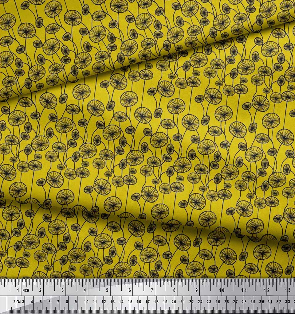 Soimoi Japan Crepe Satin Fabric Artistic Floral Decor Fabric Printed Metre 42 Inch