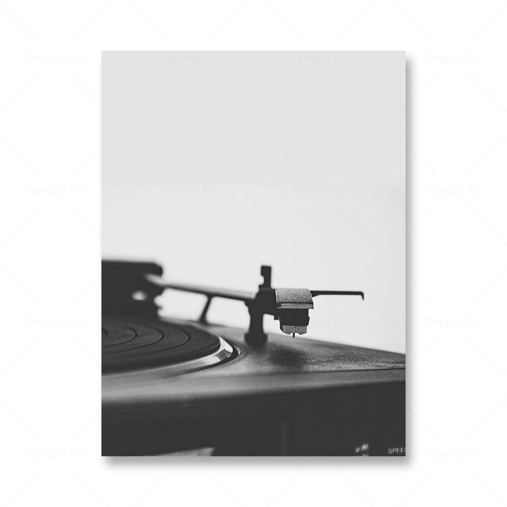 Black and White Music Prints Retro Vinyl Record Guitar Poster Wall Art Canvas Painting Nordic Picture for Living Room Home Decor