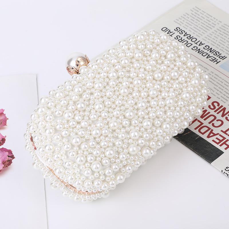 Elegant Pearl Evening Clutch: Soft Surface Women's Shoulder & Crossbody Bag, Perfect for Brides and Special Occasions.