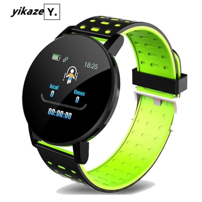 Smartwatch, 119 Plus Smart-Armband Herzfrequenz Smartwatch rund Herren Damen Armband - Typ schwarz