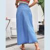 Women High Waist Pocket A Line Jean Denim Skirt