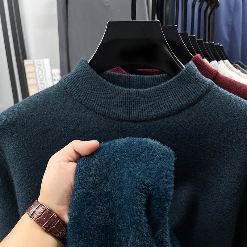 Men's Half High Collar Thicken Knitwear Winter Arrival Warm Anti Pilling Sweater Fashion Menswear