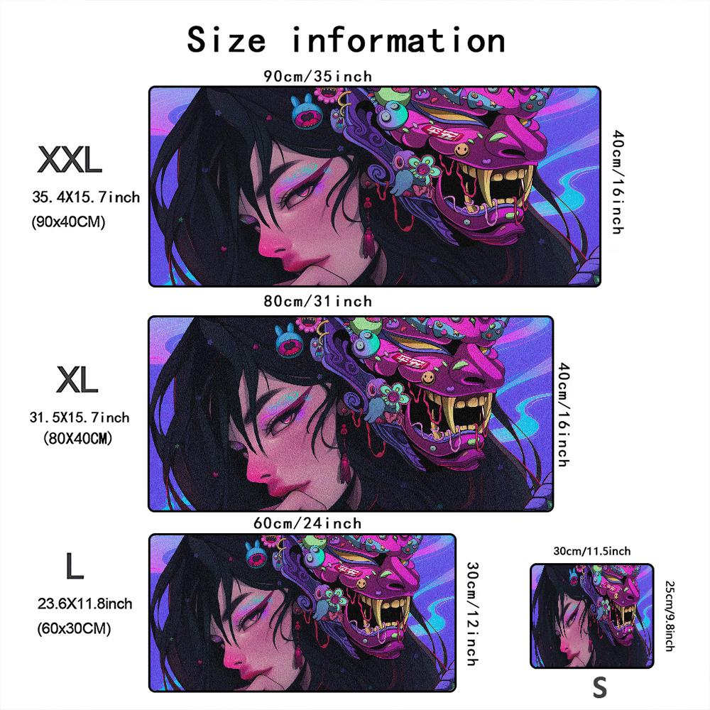 Mask anime girl Mouse Pad Large Computer Office Game Table Mats XXL Rubber Anti-slip Gaming Keyboard Mousepads Long Desk Pads