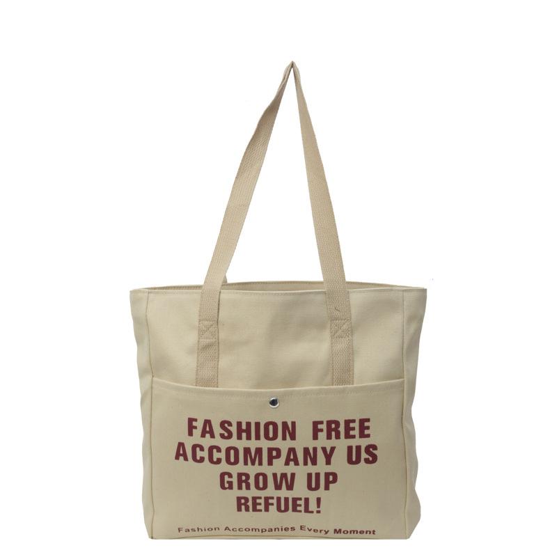 

Large-capacity canvas bag women s spring and summer new literary and art fan girls shoulder bag, fashionable versatile letter tote bag хакі