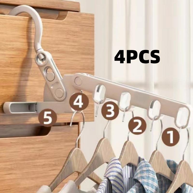 

4-Pack Multifunctional Disposable White Folding Clothes Hangers That Can Hold 5 Pieces of Clothing, Foldable and Space-Saving, Suitable for Multiple