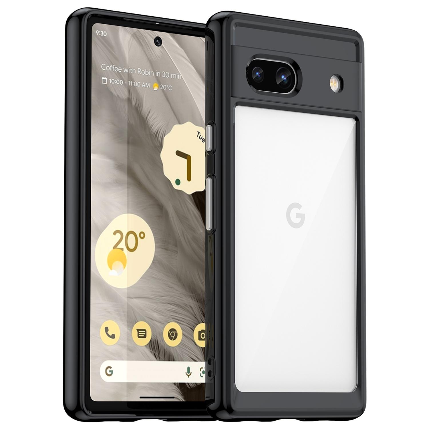 

For Google Pixel 7a Phone Case,TPU Bumper+Acrylic Back Shell Shock-absorbing Protective Cover Black