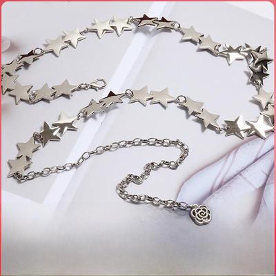 Retro Fünfzackiger Stern Taillenkette: Vielseitiges Rock-Accessoire für Damenmode