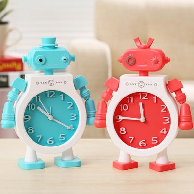 Ceas cu alarmă mic creativ robot, ceas de birou nou, ceas de birou mic silențios pentru noptieră