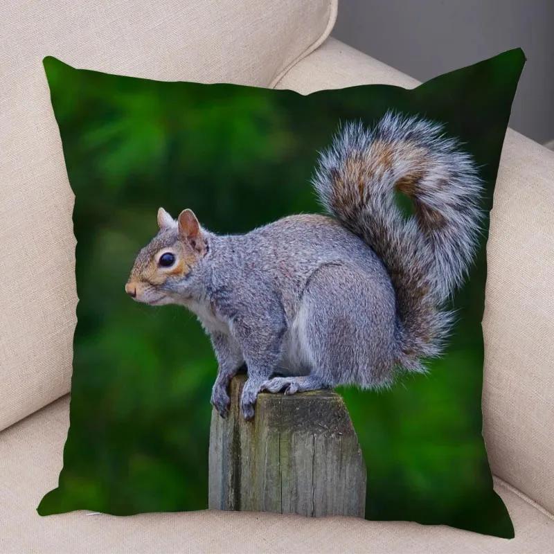 Cute Squirrel Cushion Cover Pillowcase Pillow Covers Home Decor Pet Animal Pillows Case Super Soft Polyester Pillows Covers